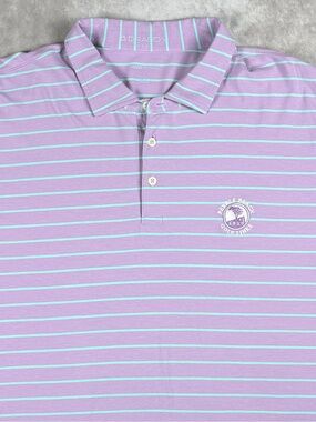 B Draddy Lavender & Aqua Striped Polo Pebble Beach